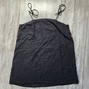 Old Navy Sleeveless Square Neck Linen Blend Mini Dress Black Tie Strap Plus 2X